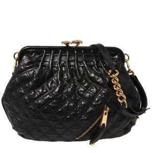 Marc Jacobs Black Quilted Leather Stam Satchel