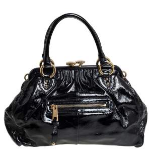 Marc Jacobs Black Patent Leather Stam Satchel