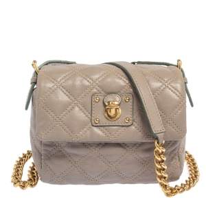 Marc Jacobs Taupe Quilted Leather Crossbody Bag