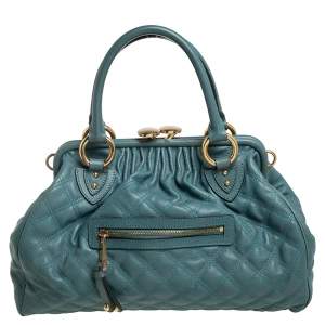 Marc Jacobs Green Quilted Leather Stam Satchel