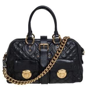 Marc Jacobs Black Quilted Leather Venetia Satchel