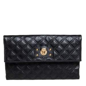 Marc Jacobs Black Quilted Leather Eugenie Clutch