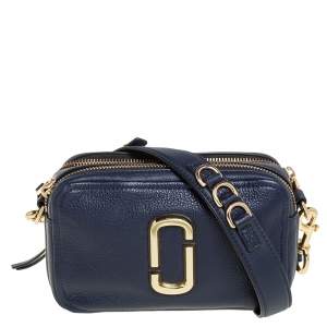 Pre Owned Marc Jacobs Navy Blue Leather Snapshot Crossbody Bag