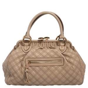 Marc Jacobs Beige Quilted Leather Stam Satchel