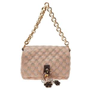 Pre Owned Marc Jacobs Pink Leather Lock Flap Chain Bag