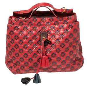 Pre Owned Marc Jacobs Red/Metallic Quilted Leather Memphis Robert Jena Shoulder Bag