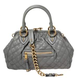 Marc Jacobs Grey Quilted Leather Stam Satchel