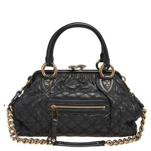 Marc Jacobs Black Quilted Leather Stam Satchel