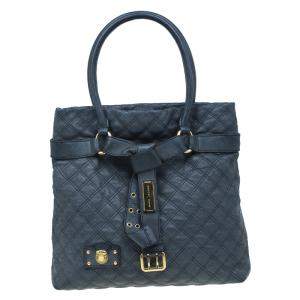 Marc Jacobs Dark Grey Quilted Leather Casey Double Stitch Tote