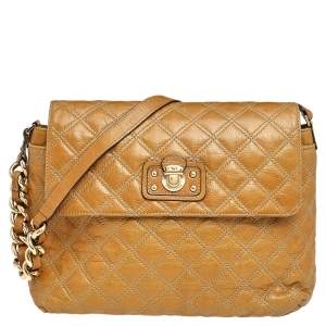Marc Jacobs Brown Quilted Leather Flap Padlock Shoulder Bag