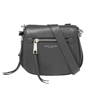 Pre Owned Marc Jacobs Dark Grey Leather Recruit Nomad Saddle Bag