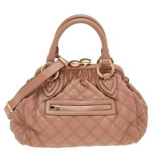 Pre Owned Marc Jacobs Dark Beige Quilted Leather Stam Shoulder Bag