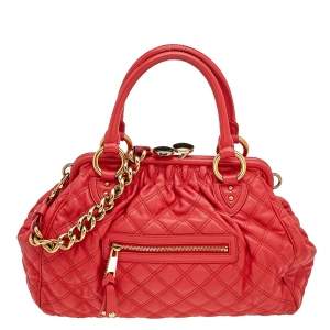 Marc Jacobs Bright Orange Quilted Leather Stam Satchel