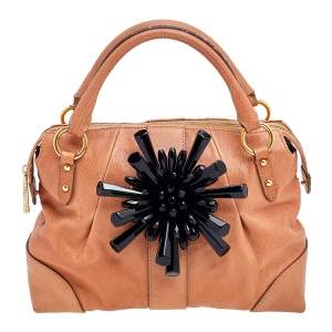 Marc Jacobs Brown Leather Crystal Embellished Satchel