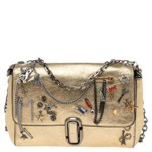 Marc Jacobs Gold Leather Charms And Trinket Crossbody Bag