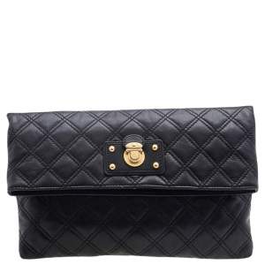 Marc Jacobs Black Quilted Leather Eugenie Clutch