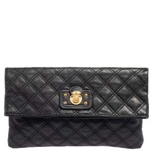 Marc Jacobs Black Quilted Leather Eugenie Clutch