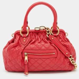 Marc Jacobs Red Quilted Leather Stam Satchel