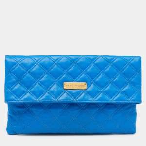 Marc Jacobs Blue Quilted Leather Eugenie Clutch