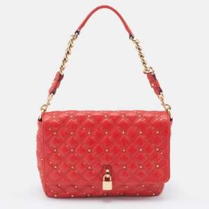 Pre Owned Marc Jacobs Red Leather Stardust Beat Shoulder Bag