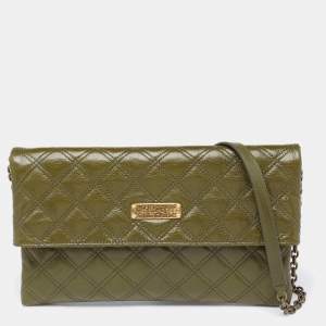 Marc Jacobs Olive Green Quilted Leather Eugenie Chain Clutch