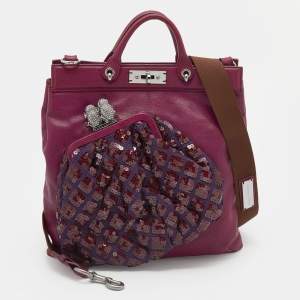 Marc Jacobs Purple Leather Robert Duffy Bag on Bag Tote