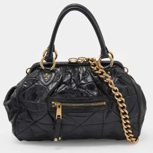 Marc Jacobs Black Quilted Leather Stam Satchel