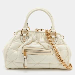 Marc Jacobs Cream Quilted Leather Stam Satchel
