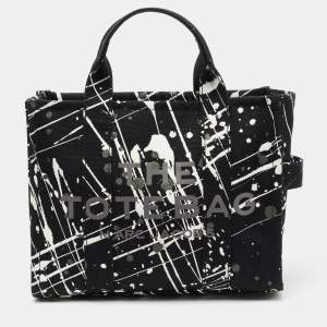 Pre Owned Marc Jacobs Black Canvas Splatter Paint Tote 