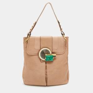 Marc Jacobs Beige Leather Stone Embellished Shoulder Bag