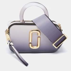 Marc Jacobs White/Grey Leather Resin Handle Snapshot CrossBody Bag