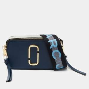 Marc Jacobs Two Tone Blue Leather Snapshot Crossbody Bag