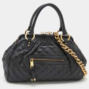 Marc Jacobs Black Quilted Leather Stam Satchel