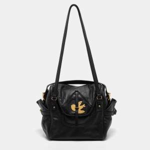 Marc Jacobs Black Leather Petal to the Metal Natasha Bird Shoulder Bag