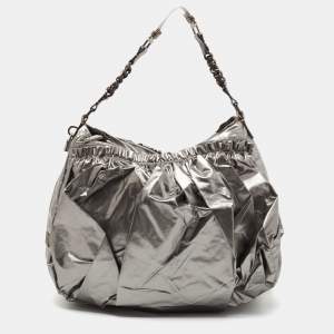 Marc Jacobs Silver Synthetic Leather Parachute Hobo