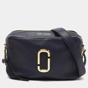 Pre Owned Marc Jacobs Navy Blue Leather Snapshot Crossbody Bag