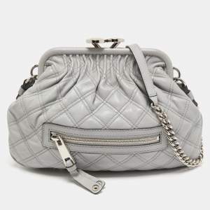 Marc Jacobs Grey Quilted Leather Little Stam Shoulder Bag