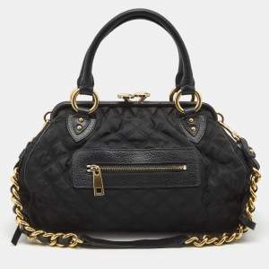 Marc Jacobs Black Quilted Nylon and Leather Stam Satchel