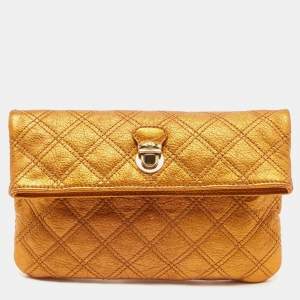 Marc Jacobs Metallic Orange Quilted Leather Eugenie Clutch