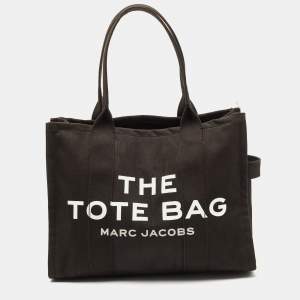 Marc Jacobs Black/White Canvas The Tote Logo Bag