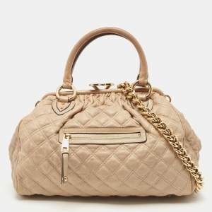 Marc Jacobs Beige Quilted Leather Stam Shoulder Bag