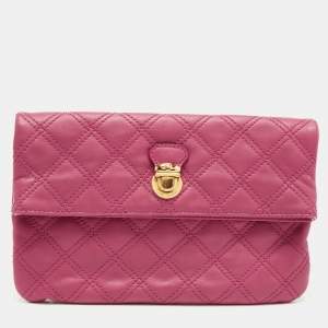 Marc Jacobs Dark Pink Quilted Leather Eugenie Clutch