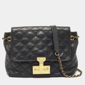 Marc Jacobs Black Quilted Leather Large Baroque Single Shoulder Bag