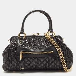 Marc Jacobs Black Quilted Leather Stam Satchel