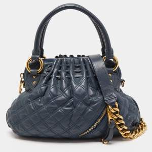 Marc Jacobs Blue Quilted Leather Small Cecilia Satchel