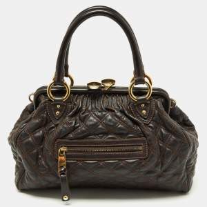 Marc Jacobs Dark Brown Quilted Leather Stam Bag
