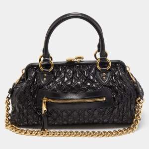 Marc Jacobs Black Quilted Leather Stam Satchel