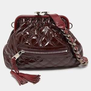 Marc Jacobs Burgundy Quilted Patent Leather Little Stam Shoulder Bag
