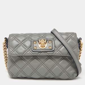 Pre Owned Marc Jacobs Grey Quilted Leather Crossbody Bag