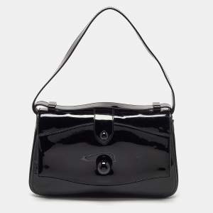 Marc Jacobs Black Patent Leather Flap Top Handle Bag